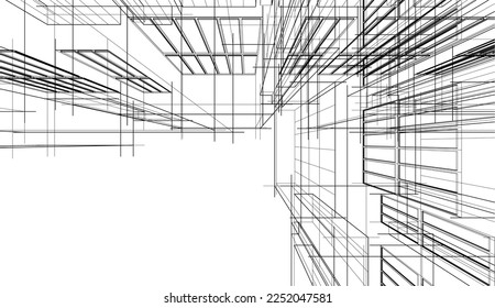 Abstract architecture vector 3d illustration