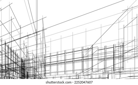 Abstract architecture vector 3d illustration