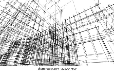 Abstract architecture vector 3d illustration