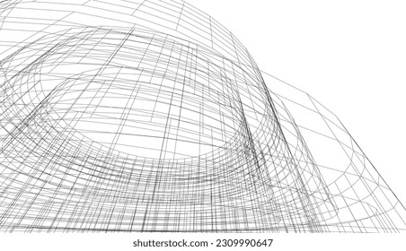 abstract architecture vector 3d illustration
