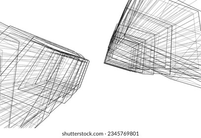 Abstract architecture vector 3d illustration