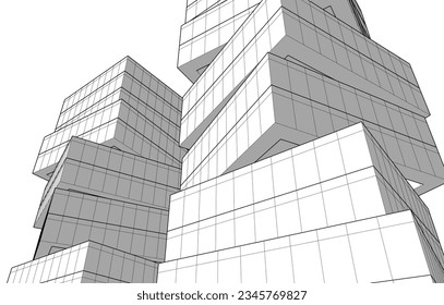 Abstract architecture vector 3d illustration