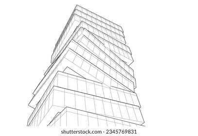 Abstract architecture vector 3d illustration