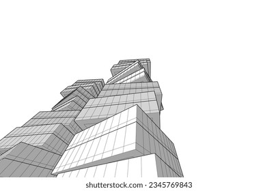 Abstract architecture vector 3d illustration