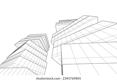 Abstract architecture vector 3d illustration