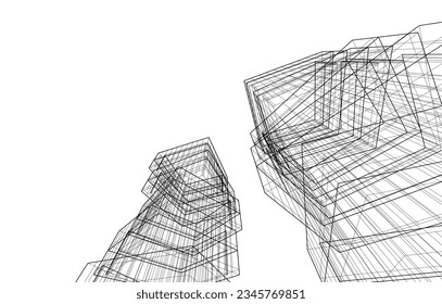 Abstract architecture vector 3d illustration