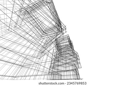 Abstract architecture vector 3d illustration