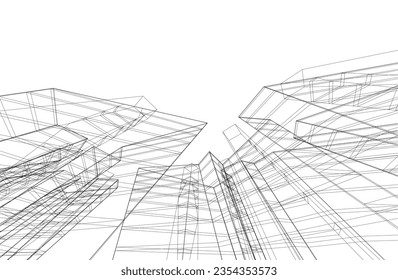 Abstract architecture vector 3d illustration
