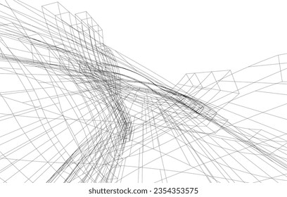 Abstract architecture vector 3d illustration