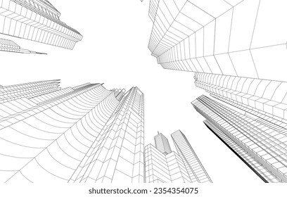 Abstract architecture vector 3d illustration