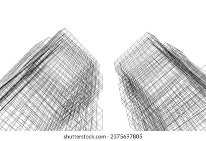 Abstract architecture vector 3d illustration