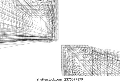 Abstract architecture vector 3d illustration