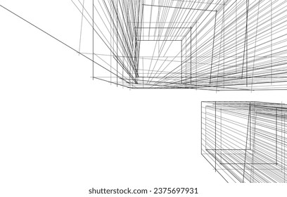 Abstract architecture vector 3d illustration
