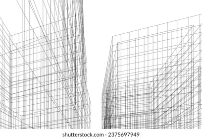 Abstract architecture vector 3d illustration
