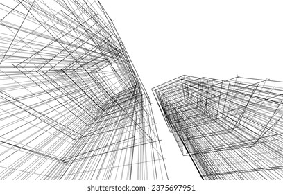 Abstract architecture vector 3d illustration
