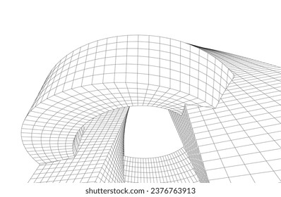 Abstract architecture. Vector 3d illustration