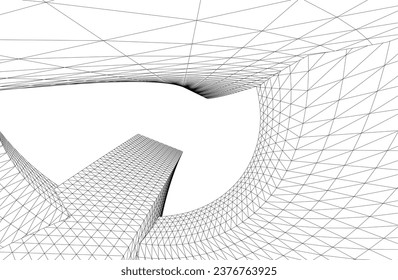 Abstrakte Architektur. Vektorgrafik 3D