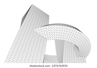 Abstract architecture. Vector 3d illustration