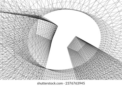 Arquitectura abstracta. Ilustración del vector 3d