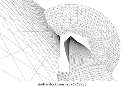 Abstract architecture. Vector 3d illustration