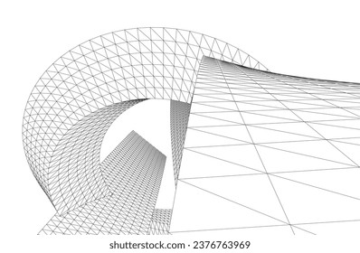 Abstract architecture. Vector 3d illustration