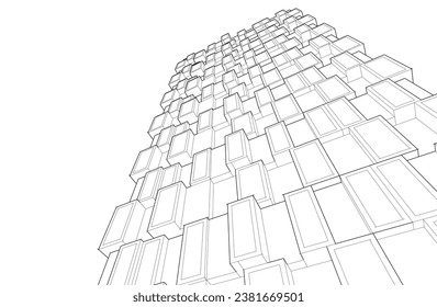Abstract architecture vector 3d illustration 