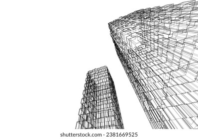 Abstract architecture vector 3d illustration 