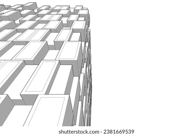 Abstract architecture vector 3d illustration 
