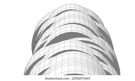 abstract architecture vector 3d illustration