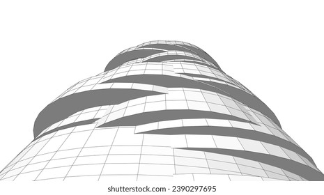 ilustración 3d del vector de arquitectura abstracta