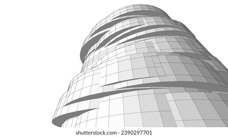 abstract architecture vector 3d illustration