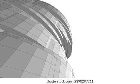 ilustración 3d del vector de arquitectura abstracta