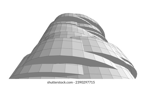 ilustración 3d del vector de arquitectura abstracta