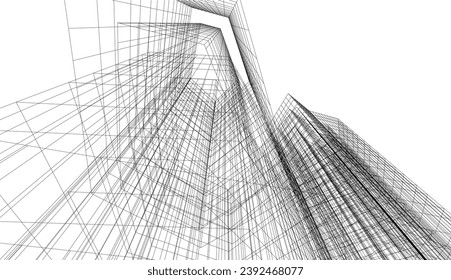 Abstract architecture vector 3d illustration