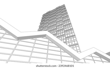 Abstract architecture vector 3d illustration