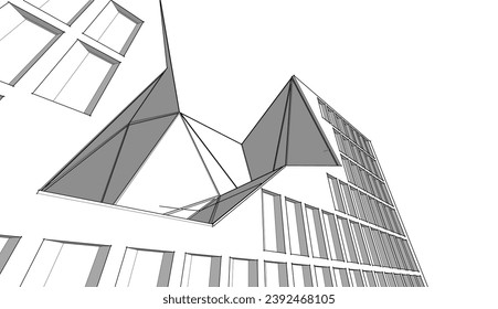 Abstract architecture vector 3d illustration