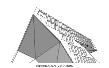 Abstract architecture vector 3d illustration