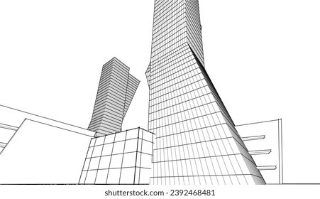 Abstract architecture vector 3d illustration