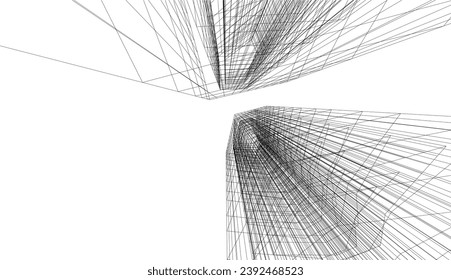Abstract architecture vector 3d illustration