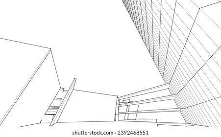 Abstract architecture vector 3d illustration