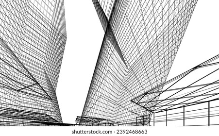 Abstract architecture vector 3d illustration