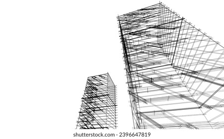 abstract  architecture vector 3d illustration