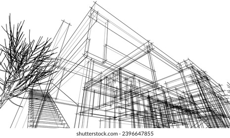 ilustración 3d del vector de arquitectura abstracta