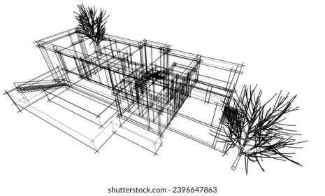 abstract  architecture vector 3d illustration