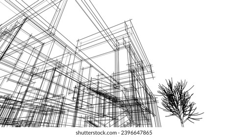 abstract  architecture vector 3d illustration