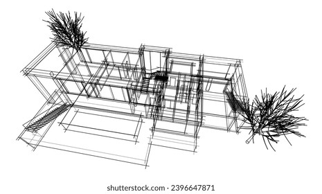 abstract  architecture vector 3d illustration