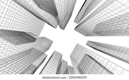 abstract architecture vector 3d illustration