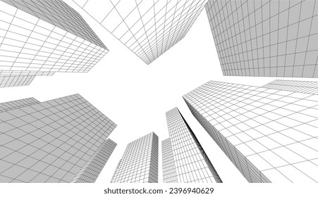 ilustración 3d del vector de arquitectura abstracta