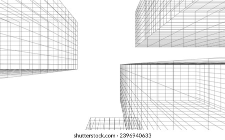 ilustración 3d del vector de arquitectura abstracta