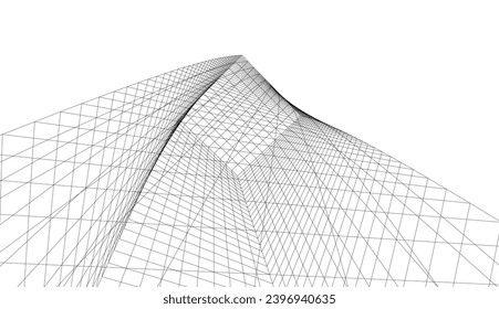 ilustración 3d del vector de arquitectura abstracta
